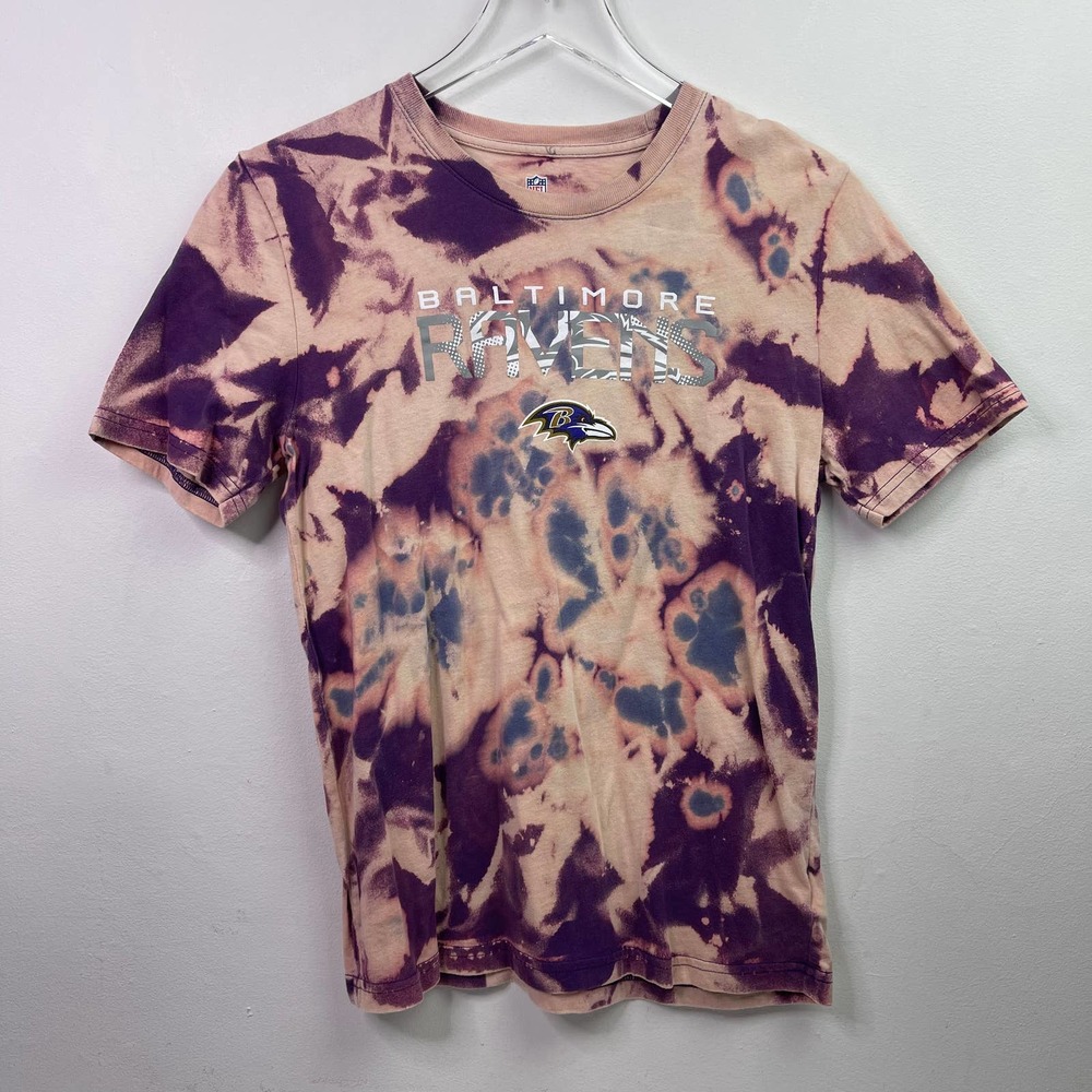 Baltimore Ravens Logo Football NFL Acid Wash Tie Dye T-shirt — Youth Size Large